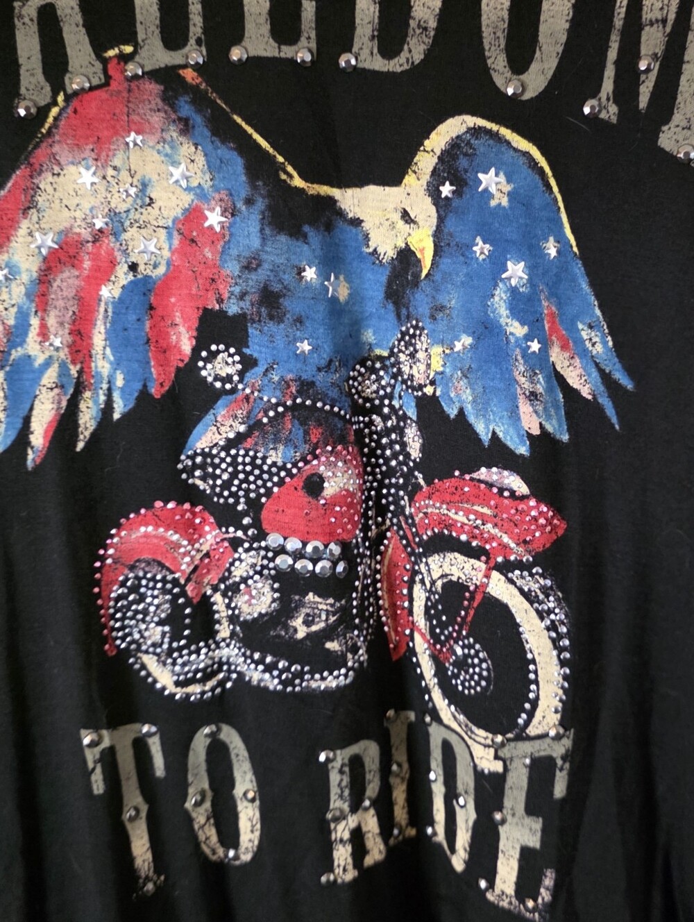 The Clas-sic "Freedom to Ride" Studded Fringe Tank Top Women's Large NWT - Picture 3 of 5